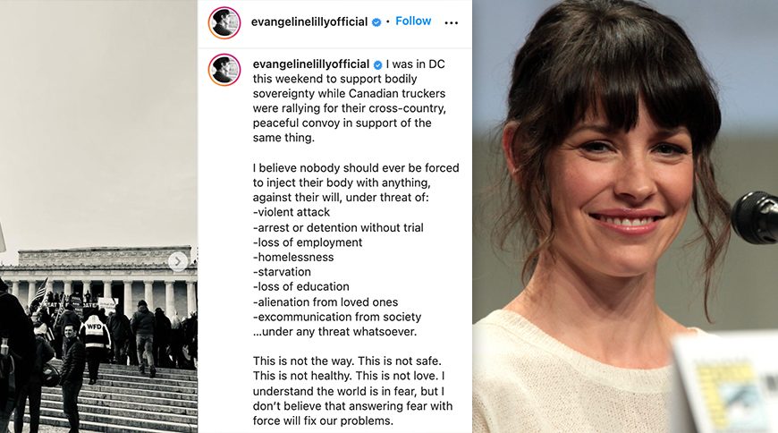 Actress Joins Protests Against Vaccine Mandates, Post Support for Canadian Truckers