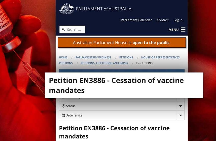 Petition to End All Vaccine Mandates In Australia Closes Soon
