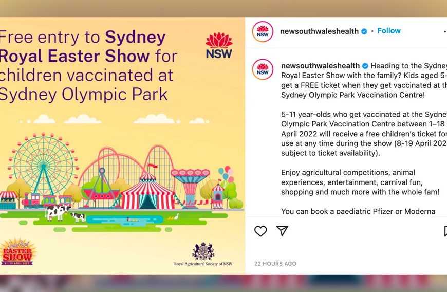 Vaccinate Your Kids For Free Entry to the Sydney Royal Easter Show