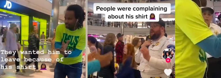WATCH: Mall Cops Demand Christian Man Remove “Jesus Saves” T-Shirt